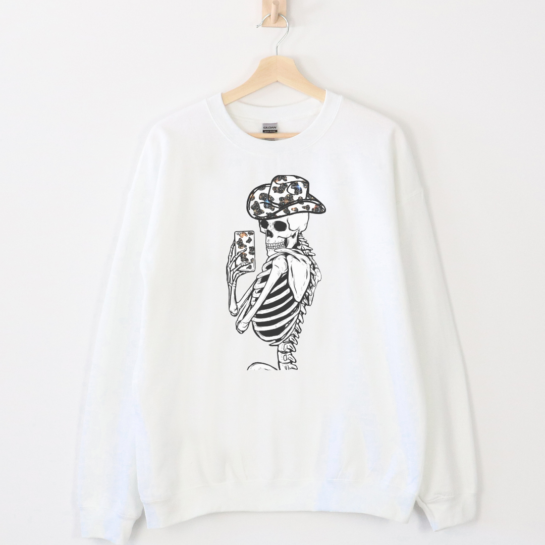 Cowboy Selfie Skeleton Crewneck